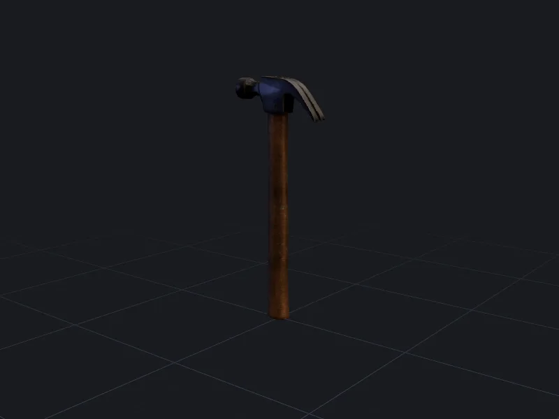 Claw hammer 3D model rendered on a grid